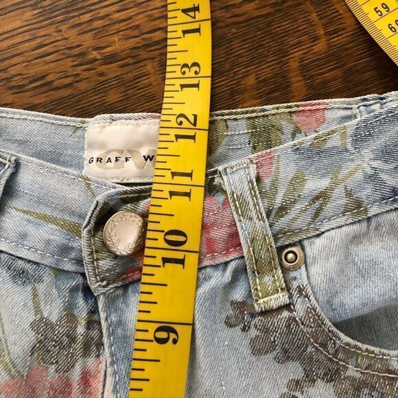 Graff Wear Light Wash Floral Print Cropped Jeans - Picture 11 of 12